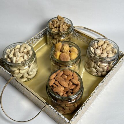 5 Jar Golden Square Tray
